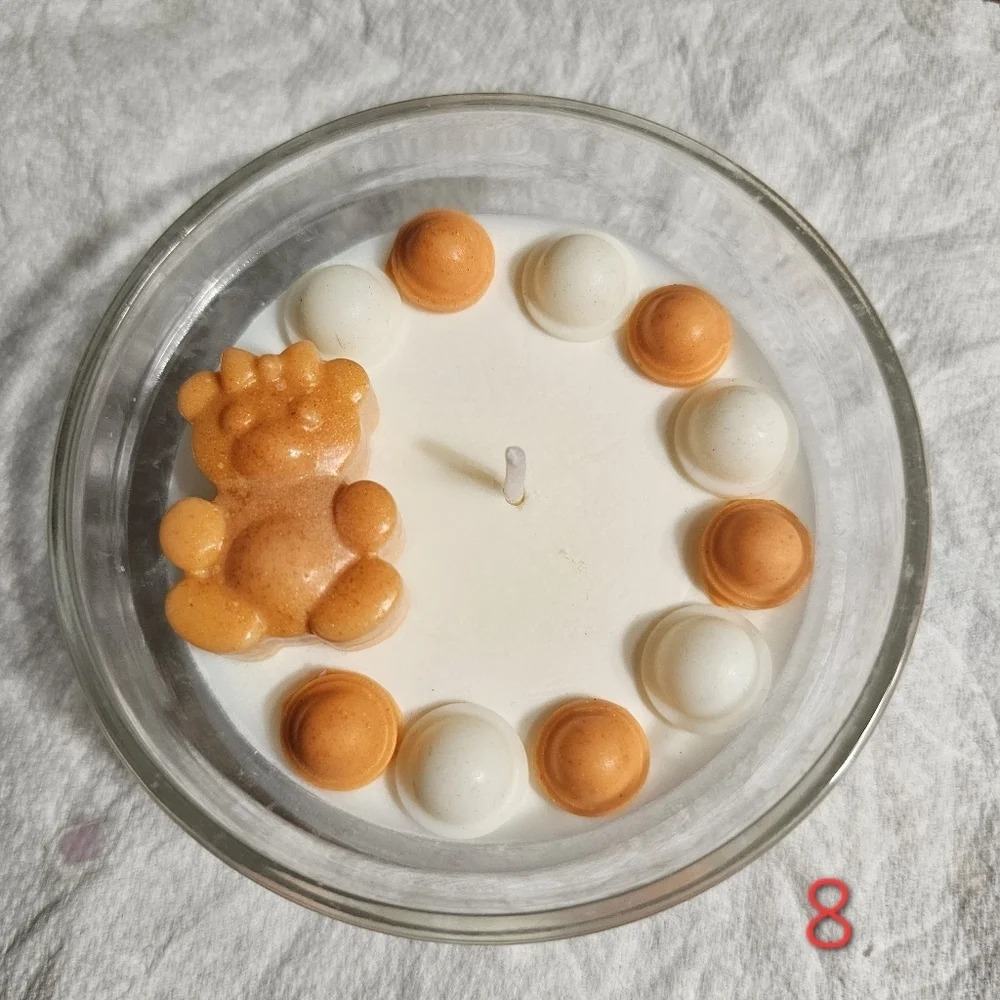 6 Personalized Orange Bear Scented Baby Shower Birthday Candle Favors Giveaways